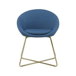 Fauteuil ARSENE En Tissu Bleu Avec Piètement Doré -Meuble Déco Soldes fauteuil arsene 7
