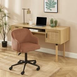 Meuble Déco Soldes 15 Fauteuil De Bureau BARNABE En Velours Côtelé Terracotta