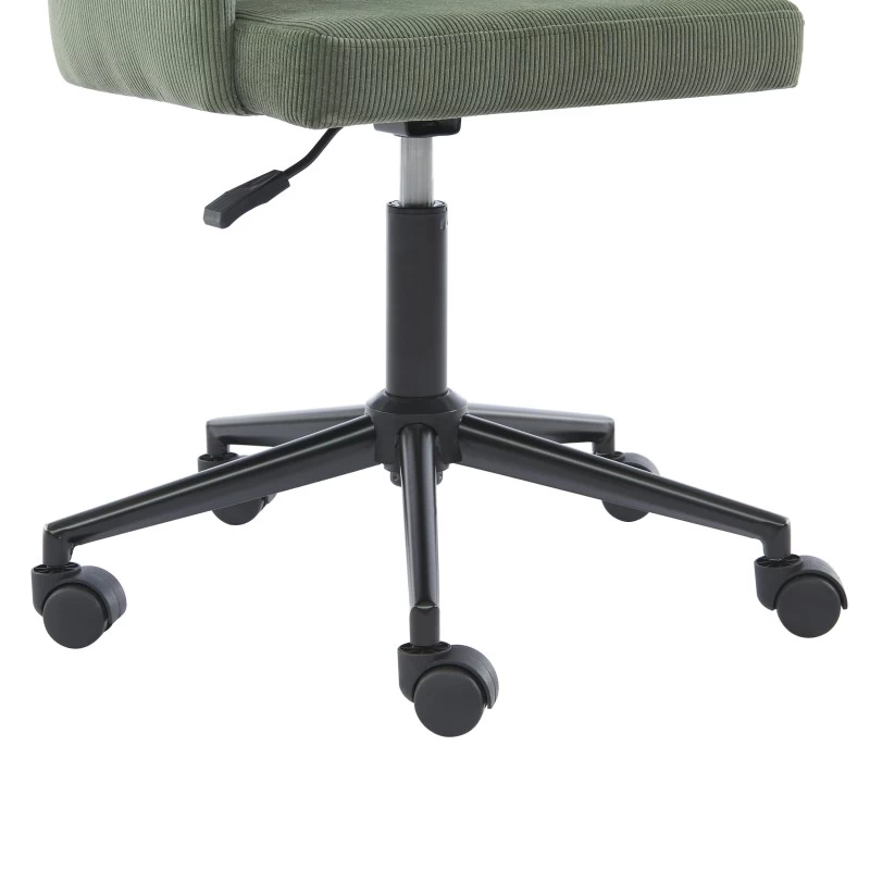 Fauteuil De Bureau BARNABE En Velours Côtelé Vert 5 Fauteuil De Bureau BARNABE En Velours Côtelé Vert – Image 5