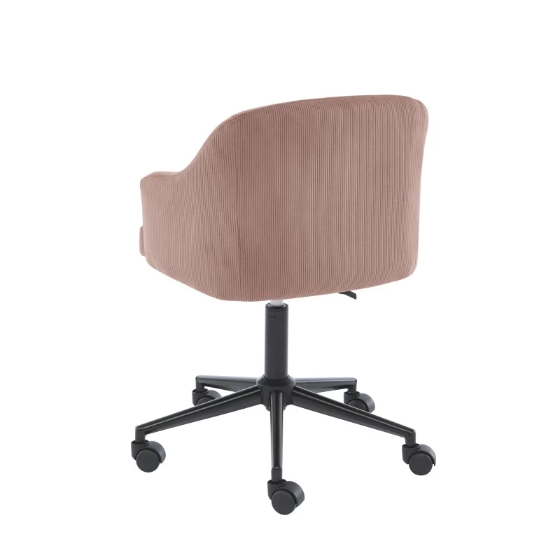 Fauteuil De Bureau BARNABE En Velours Côtelé Vieux Rose 4 Fauteuil De Bureau BARNABE En Velours Côtelé Vieux Rose – Image 4