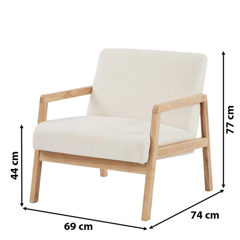 Fauteuil BONIFACIO En Tissu Bouclette Blanc 6 Fauteuil BONIFACIO En Tissu Bouclette Blanc – Image 6