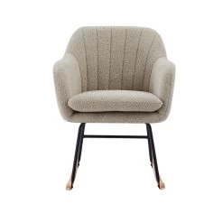 Fauteuil ELSA à Bouclette Beige Rocking Chair -Meuble Déco Soldes fauteuil elsa a bouclette beige rocking chair 2