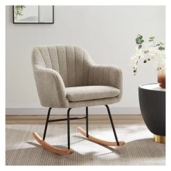 Fauteuil ELSA à Bouclette Beige Rocking Chair