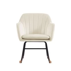 Fauteuil ELSA En Velours Crème Rocking Chair -Meuble Déco Soldes fauteuil elsa en velours creme rocking chair 2