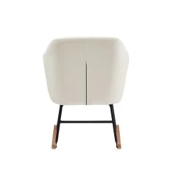 Fauteuil ELSA En Velours Crème Rocking Chair -Meuble Déco Soldes fauteuil elsa en velours creme rocking chair 3