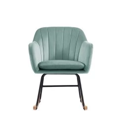 Fauteuil ELSA En Velours Vert D'eau Rocking Chair -Meuble Déco Soldes fauteuil elsa en velours vert d eau rocking chair 2