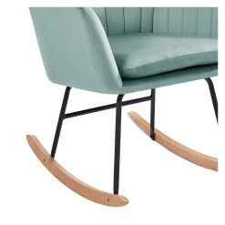 Fauteuil ELSA En Velours Vert D'eau Rocking Chair -Meuble Déco Soldes fauteuil elsa en velours vert d eau rocking chair 4