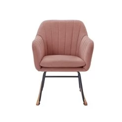 Fauteuil ELSA Tissu Rose Poudré Rocking Chair -Meuble Déco Soldes fauteuil elsa rose poudre rocking chair 2