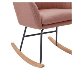 Fauteuil ELSA Tissu Rose Poudré Rocking Chair -Meuble Déco Soldes fauteuil elsa rose poudre rocking chair 4
