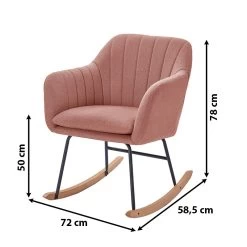 Fauteuil ELSA Tissu Rose Poudré Rocking Chair -Meuble Déco Soldes fauteuil elsa rose poudre rocking chair 5