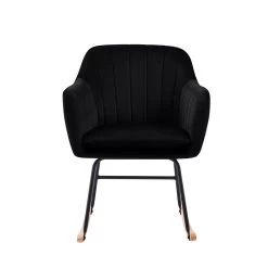 Fauteuil ELSA En Velours Noir Rocking Chair -Meuble Déco Soldes fauteuil elsa velours noir rocking chair 2