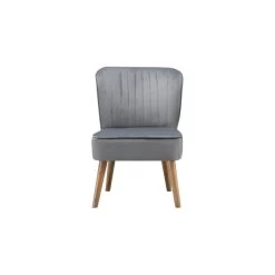 Fauteuil HANNA En Velours Gris 1 Place 53 X 67.5 X 80 Cm -Meuble Déco Soldes fauteuil hanna velours gris 1 place 53x675x80 cm 2