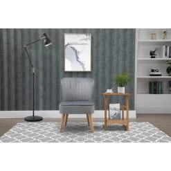 Fauteuil HANNA En Velours Gris 1 Place 53 X 67.5 X 80 Cm -Meuble Déco Soldes fauteuil hanna velours gris 1 place 53x675x80 cm 6