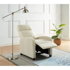 Fauteuil Inclinable ALVA En Tissu écru Avec Fonction Push Back 9 Fauteuil Inclinable ALVA En Tissu écru Avec Fonction Push Back -Meuble Déco Soldes fauteuil inclinable alva ecru 2