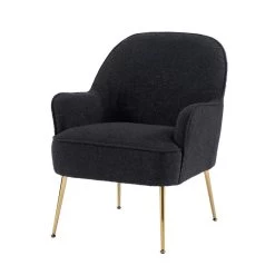 Meuble Déco Soldes -Meuble Déco Soldes fauteuil marcelino en tissu anthracite avec pieds dore 1