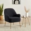 Fauteuil MARCELINO En Tissu Bouclette Anthracite Avec Piètement Doré