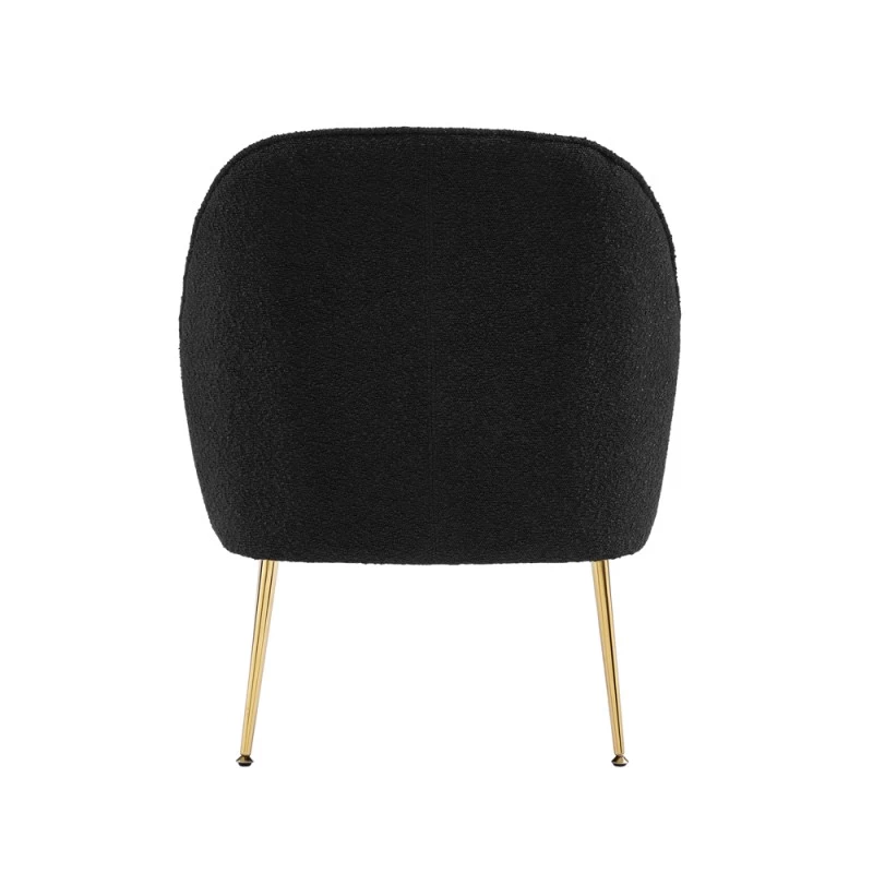 Fauteuil MARCELINO En Tissu Bouclette Anthracite Avec Piètement Doré 4 Fauteuil MARCELINO En Tissu Bouclette Anthracite Avec Piètement Doré – Image 4