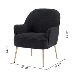 Fauteuil MARCELINO En Tissu Bouclette Anthracite Avec Piètement Doré 11 Fauteuil MARCELINO En Tissu Bouclette Anthracite Avec Piètement Doré -Meuble Déco Soldes fauteuil marcelino en tissu anthracite avec pieds dore 5