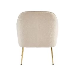 Fauteuil MARCELINO En Tissu Bouclette Beige Avec Piètement Doré -Meuble Déco Soldes fauteuil marcelino en tissu beige avec pieds dore 3