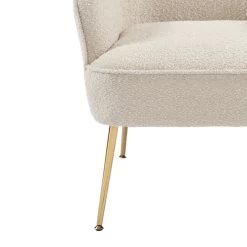 Fauteuil MARCELINO En Tissu Bouclette Beige Avec Piètement Doré -Meuble Déco Soldes fauteuil marcelino en tissu beige avec pieds dore 4