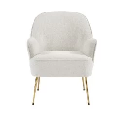 Fauteuil MARCELINO En Tissu Bouclette Blanc Avec Piètement Doré 8 Fauteuil MARCELINO En Tissu Bouclette Blanc Avec Piètement Doré -Meuble Déco Soldes fauteuil marcelino en tissu blanc avec pieds dore 2