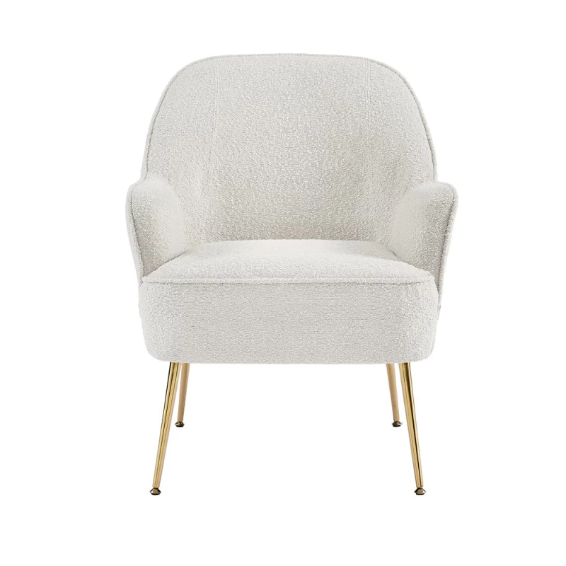 Fauteuil MARCELINO En Tissu Bouclette Blanc Avec Piètement Doré 3 Fauteuil MARCELINO En Tissu Bouclette Blanc Avec Piètement Doré – Image 3