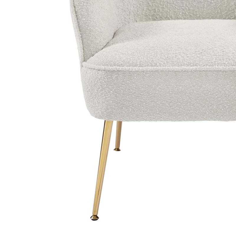 Fauteuil MARCELINO En Tissu Bouclette Blanc Avec Piètement Doré 5 Fauteuil MARCELINO En Tissu Bouclette Blanc Avec Piètement Doré – Image 5