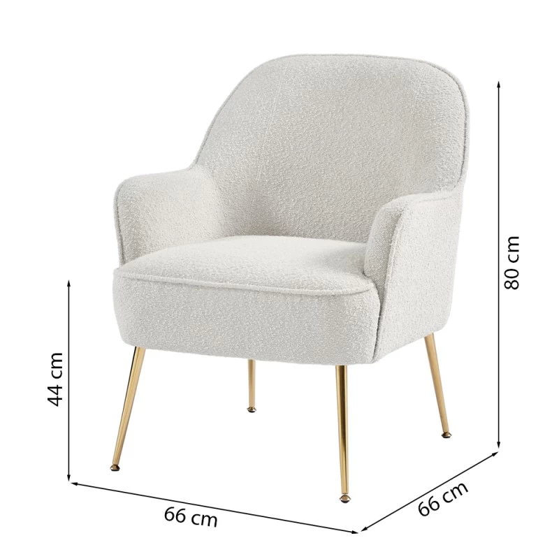 Fauteuil MARCELINO En Tissu Bouclette Blanc Avec Piètement Doré 6 Fauteuil MARCELINO En Tissu Bouclette Blanc Avec Piètement Doré – Image 6