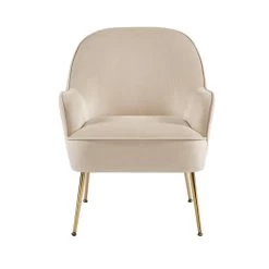 Fauteuil MARCELINO En Velours Beige Avec Piètement Doré 8 Fauteuil MARCELINO En Velours Beige Avec Piètement Doré -Meuble Déco Soldes fauteuil marcelino en velours beige avec pieds dore 2