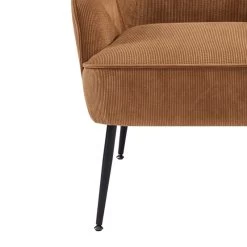 Fauteuil MARCELINO En Velours Côtelé Terracotta Avec Piètement Noir -Meuble Déco Soldes fauteuil marcelino en velours cotele terracotta avec pieds noir 4