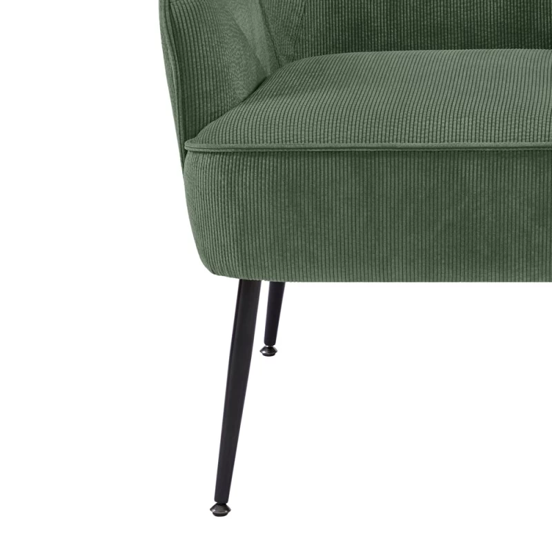 Fauteuil MARCELINO En Velours Côtelé Vert Avec Piètement Noir 5 Fauteuil MARCELINO En Velours Côtelé Vert Avec Piètement Noir – Image 5