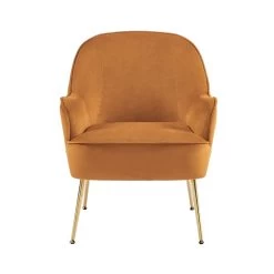 Fauteuil MARCELINO En Velours Rouille Avec Piètement Doré 8 Fauteuil MARCELINO En Velours Rouille Avec Piètement Doré -Meuble Déco Soldes fauteuil marcelino en velours rouille avec pieds dore 2