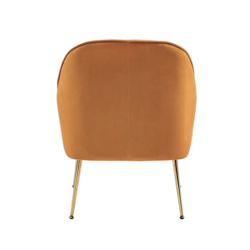 Fauteuil MARCELINO En Velours Rouille Avec Piètement Doré 4 Fauteuil MARCELINO En Velours Rouille Avec Piètement Doré – Image 4