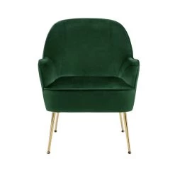 Fauteuil MARCELINO En Velours Vert Avec Pieds Doré -Meuble Déco Soldes fauteuil marcelino en velours vert avec pieds dore 2