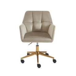 Fauteuil De Bureau MONACO En Velours Beige Avec Pieds Dorés 8 Fauteuil De Bureau MONACO En Velours Beige Avec Pieds Dorés -Meuble Déco Soldes fauteuil monaco en velours beige avec pieds dore 2