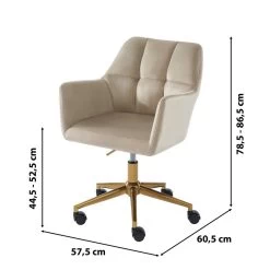Fauteuil De Bureau MONACO En Velours Beige Avec Pieds Dorés 11 Fauteuil De Bureau MONACO En Velours Beige Avec Pieds Dorés -Meuble Déco Soldes fauteuil monaco en velours beige avec pieds dore 5