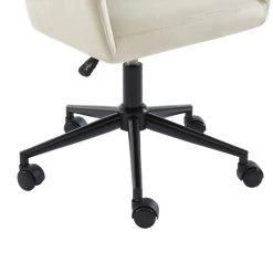 Fauteuil De Bureau MONACO En Velours Blanc Cassé Avec Pieds Noirs -Meuble Déco Soldes fauteuil monaco en velours blanc casse avec pieds noir 4