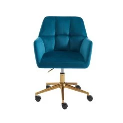Fauteuil De Bureau MONACO En Velours Bleu Avec Pieds Dorés 8 Fauteuil De Bureau MONACO En Velours Bleu Avec Pieds Dorés -Meuble Déco Soldes fauteuil monaco en velours bleu avec pieds dore 2