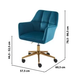 Fauteuil De Bureau MONACO En Velours Bleu Avec Pieds Dorés 11 Fauteuil De Bureau MONACO En Velours Bleu Avec Pieds Dorés -Meuble Déco Soldes fauteuil monaco en velours bleu avec pieds dore 5
