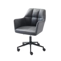 Meuble Déco Soldes -Meuble Déco Soldes fauteuil monaco en velours gris anthracite avec pieds noir 1