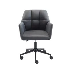 Fauteuil De Bureau MONACO En Velours Gris Anthracite Avec Pieds Noirs -Meuble Déco Soldes fauteuil monaco en velours gris anthracite avec pieds noir 2