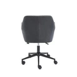 Fauteuil De Bureau MONACO En Velours Gris Anthracite Avec Pieds Noirs -Meuble Déco Soldes fauteuil monaco en velours gris anthracite avec pieds noir 3