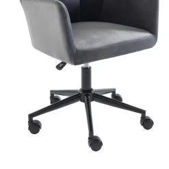 Fauteuil De Bureau MONACO En Velours Gris Anthracite Avec Pieds Noirs -Meuble Déco Soldes fauteuil monaco en velours gris anthracite avec pieds noir 4
