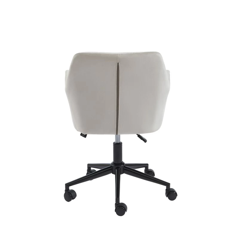 Fauteuil De Bureau MONACO En Velours Gris Perle Avec Pieds Noirs 4 Fauteuil De Bureau MONACO En Velours Gris Perle Avec Pieds Noirs – Image 4