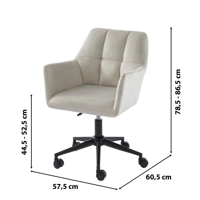 Fauteuil De Bureau MONACO En Velours Gris Perle Avec Pieds Noirs 6 Fauteuil De Bureau MONACO En Velours Gris Perle Avec Pieds Noirs – Image 6