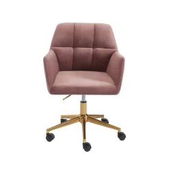 Fauteuil De Bureau MONACO En Velours Rose Avec Pieds Dorés 8 Fauteuil De Bureau MONACO En Velours Rose Avec Pieds Dorés -Meuble Déco Soldes fauteuil monaco en velours rose avec pieds dore 2