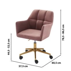 Fauteuil De Bureau MONACO En Velours Rose Avec Pieds Dorés 11 Fauteuil De Bureau MONACO En Velours Rose Avec Pieds Dorés -Meuble Déco Soldes fauteuil monaco en velours rose avec pieds dore 5