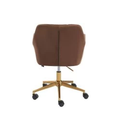 Fauteuil De Bureau MONACO En Velours Rouille Avec Pieds Dorés -Meuble Déco Soldes fauteuil monaco en velours rouille avec pieds dore 3