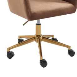 Fauteuil De Bureau MONACO En Velours Rouille Avec Pieds Dorés -Meuble Déco Soldes fauteuil monaco en velours rouille avec pieds dore 4