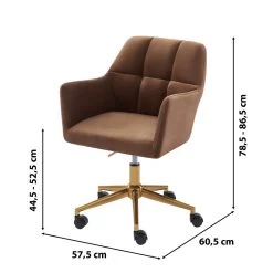 Fauteuil De Bureau MONACO En Velours Rouille Avec Pieds Dorés -Meuble Déco Soldes fauteuil monaco en velours rouille avec pieds dore 5